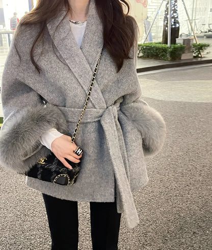 Women Wool Fur Coat