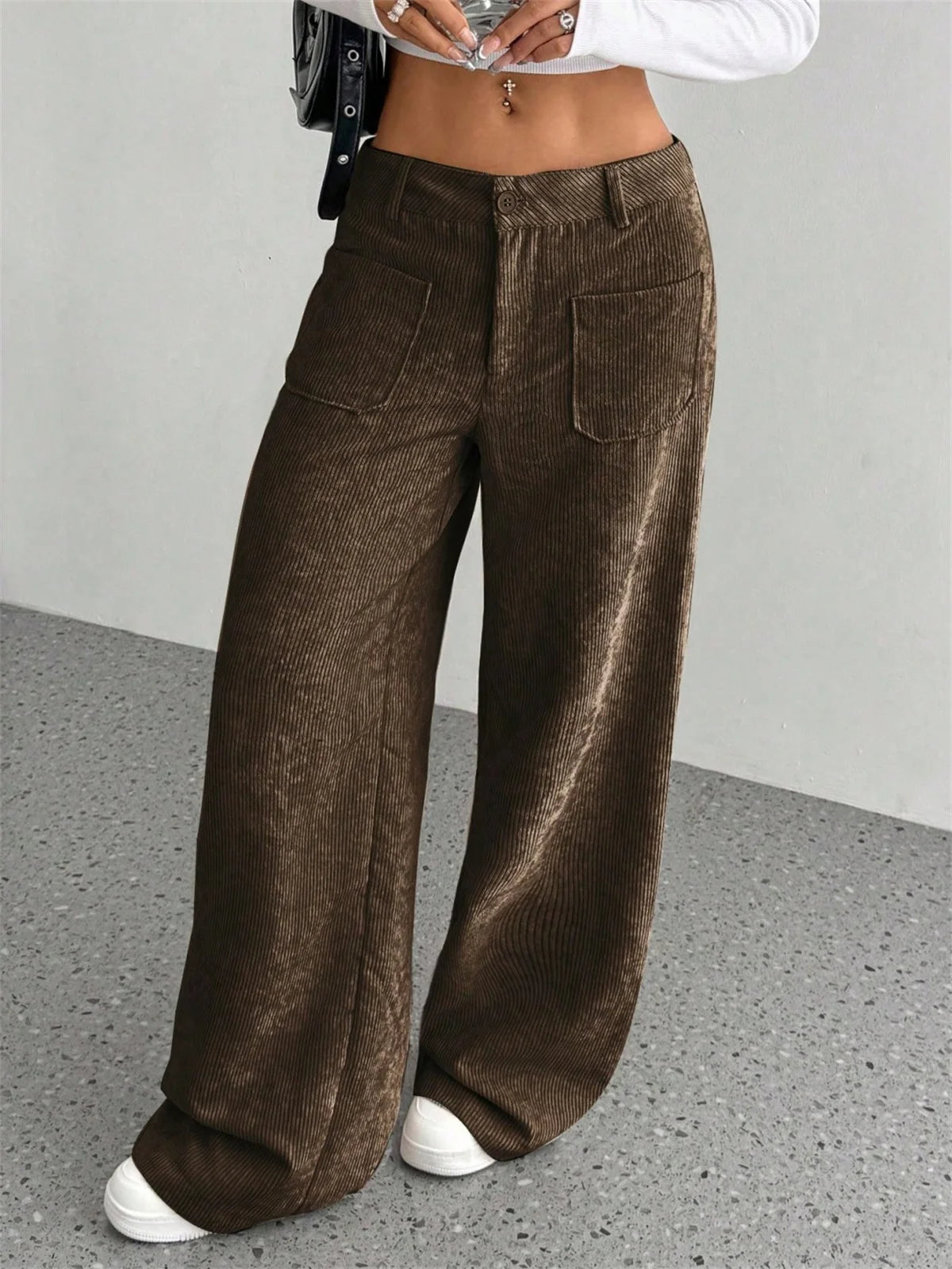 Retro Corduroy Wide-Leg Pants
