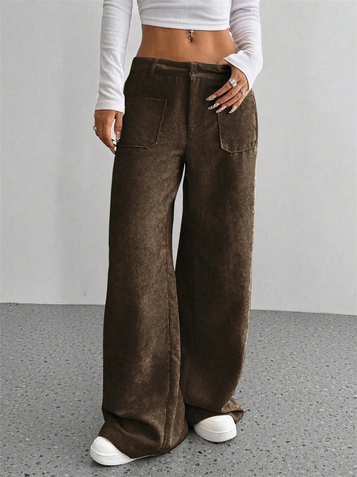Retro Corduroy Wide-Leg Pants