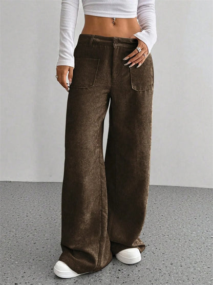 Retro Corduroy Wide-Leg Pants
