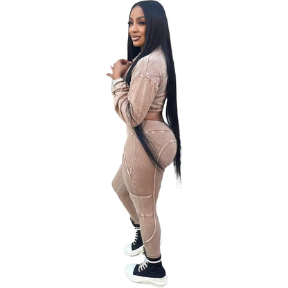 Washed Knitted Two-Piece Set