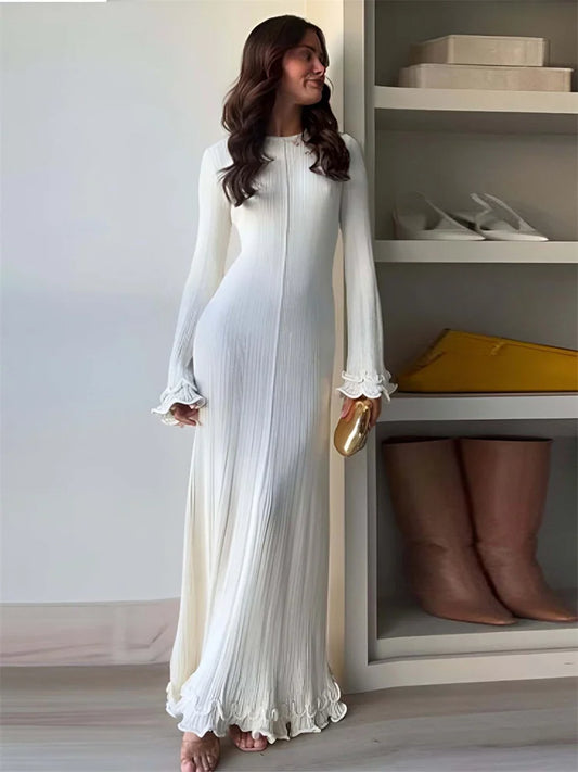 Women Lace-Up Maxi Dress