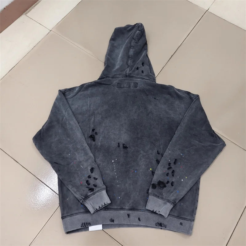 Vintage Ink Splatter Washed Hoodie