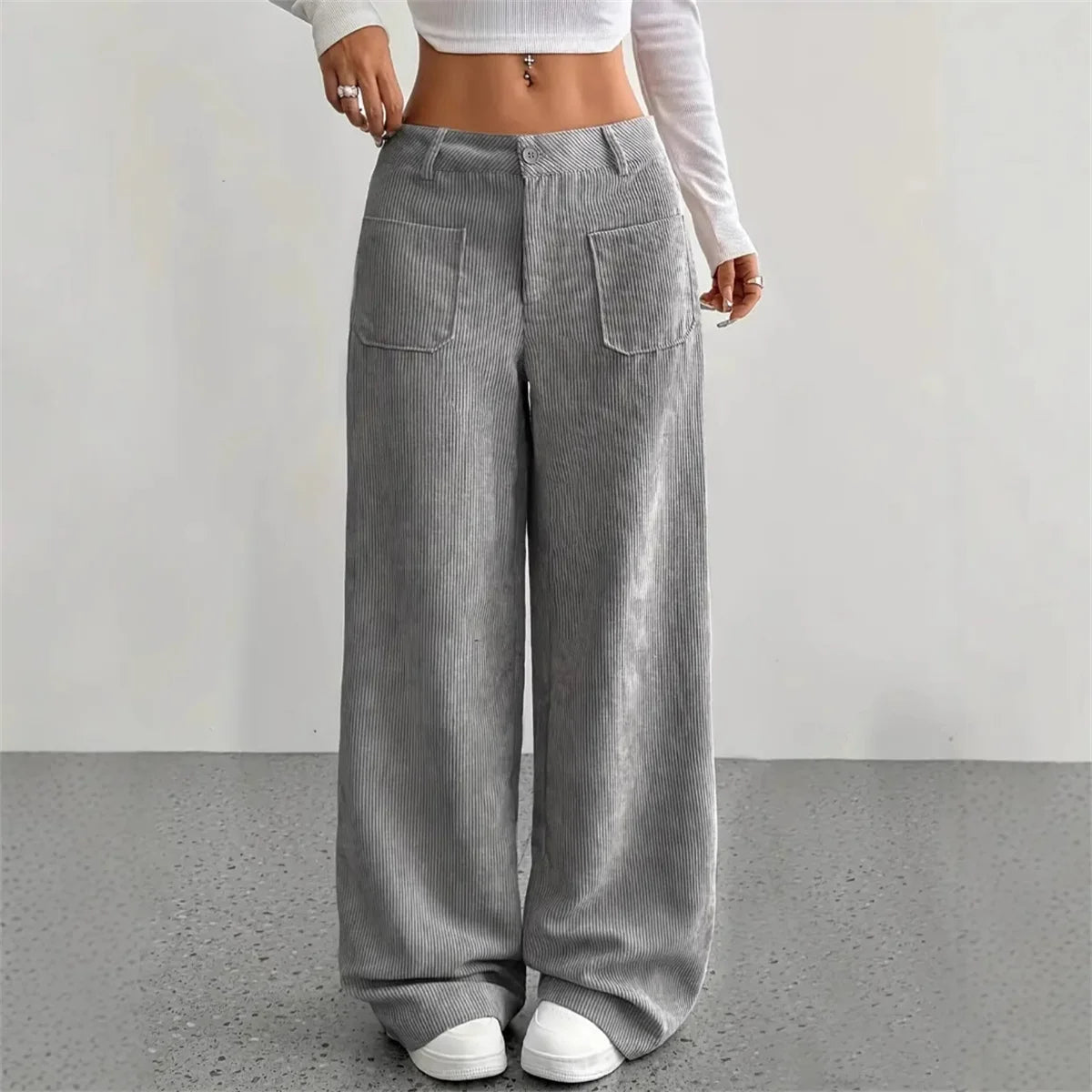 Retro Corduroy Wide-Leg Pants