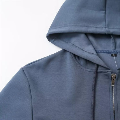 Zipper Hooded Pants Set