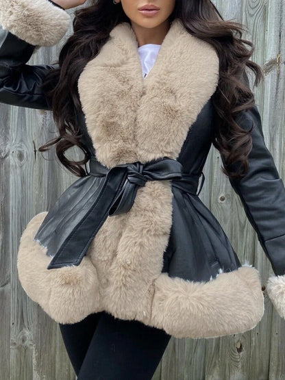 Women Leather Fur Jacket