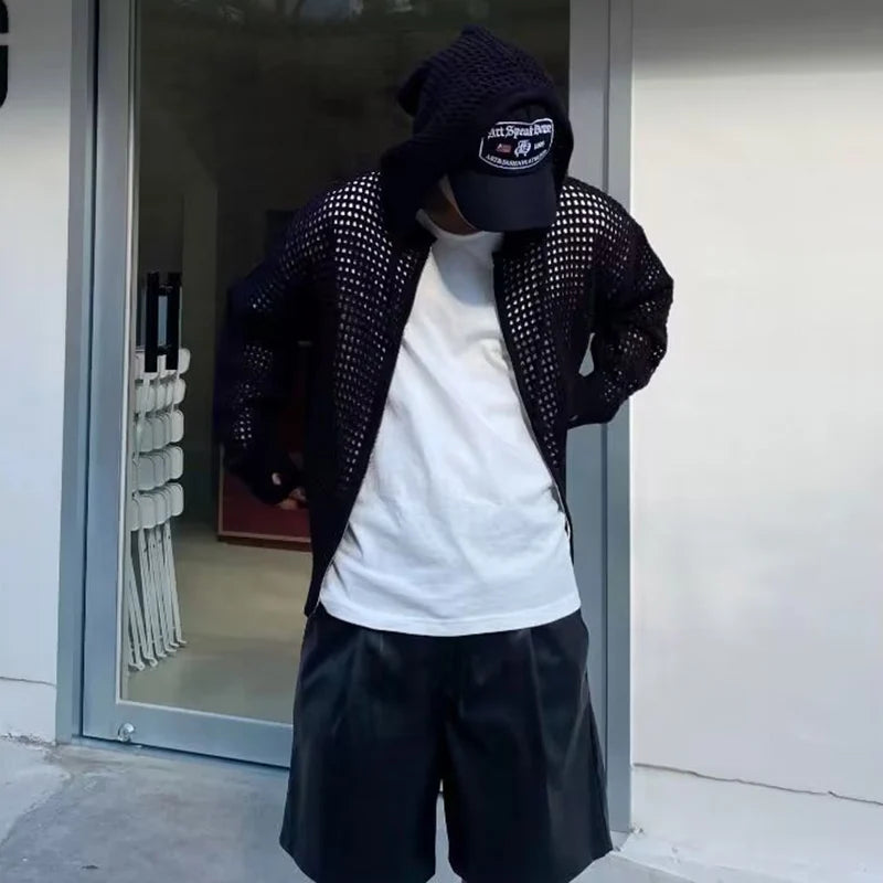 Hollow Hooded Knit Top