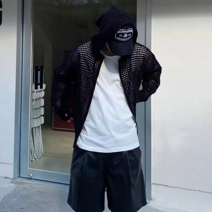 Hollow Hooded Knit Top
