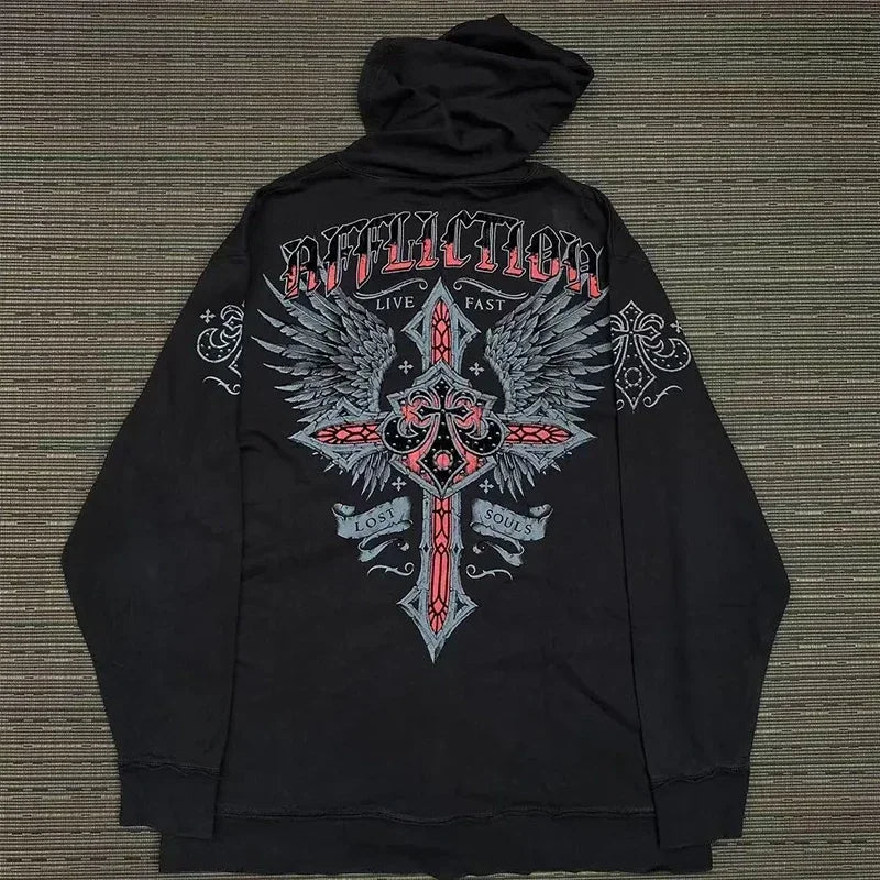 Y2K Skull Zip Hoodie