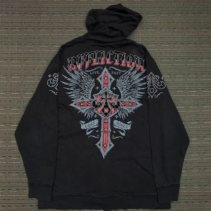 Y2K Skull Zip Hoodie