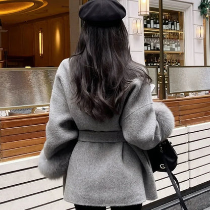 Women Wool Fur Coat