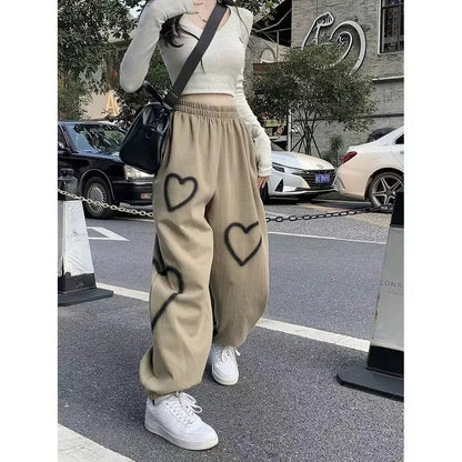 Loose Fit White Heart Pants