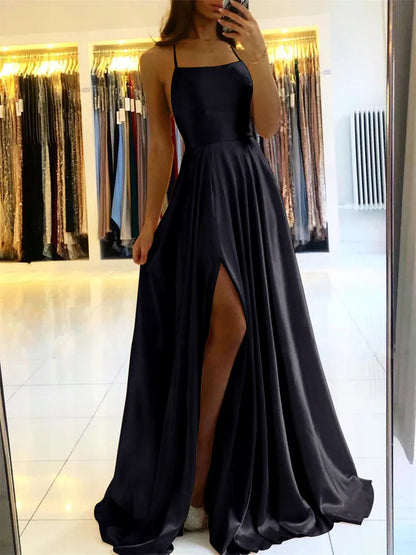 Satin Side Slit Dress