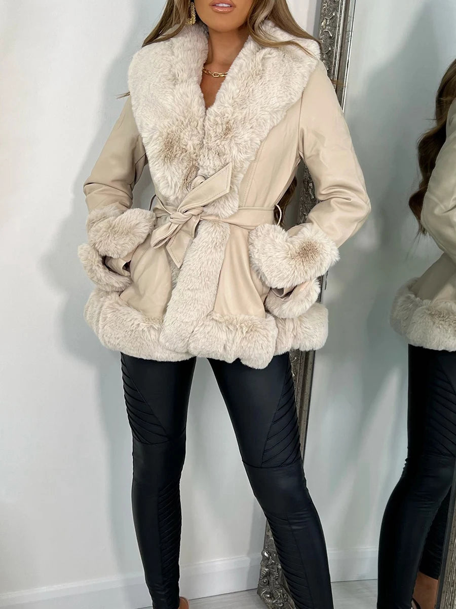 Women Leather Fur Jacket