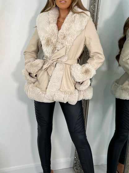 Women Leather Fur Jacket