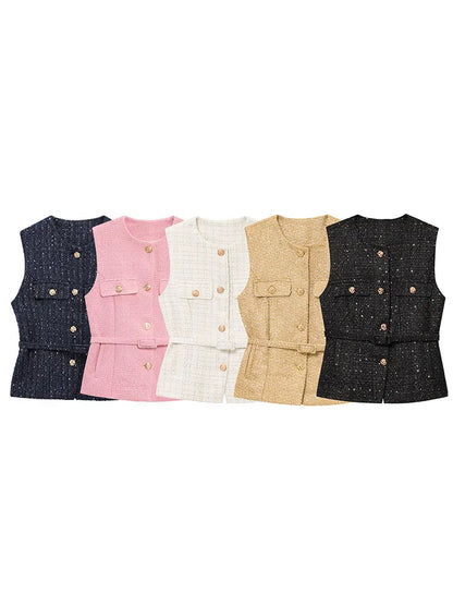 Metal Button Waistcoat Top