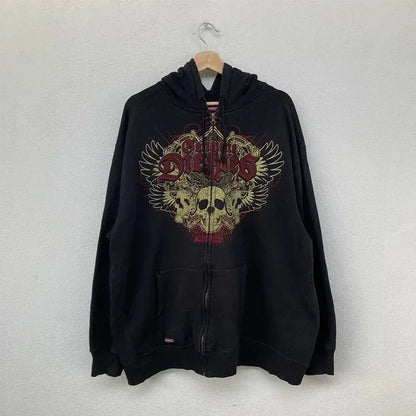 Y2K Skull Zip Hoodie