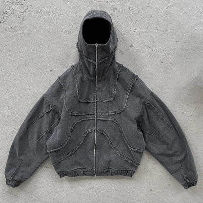 Y2K Denim Zip-Up Hoodie