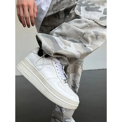 New 2025 Camouflage Cargo Pants for Men Elastic Waist Casual Pants Spring Autumn Hiphop Multi Pocket Baggy Streetwear Trousers