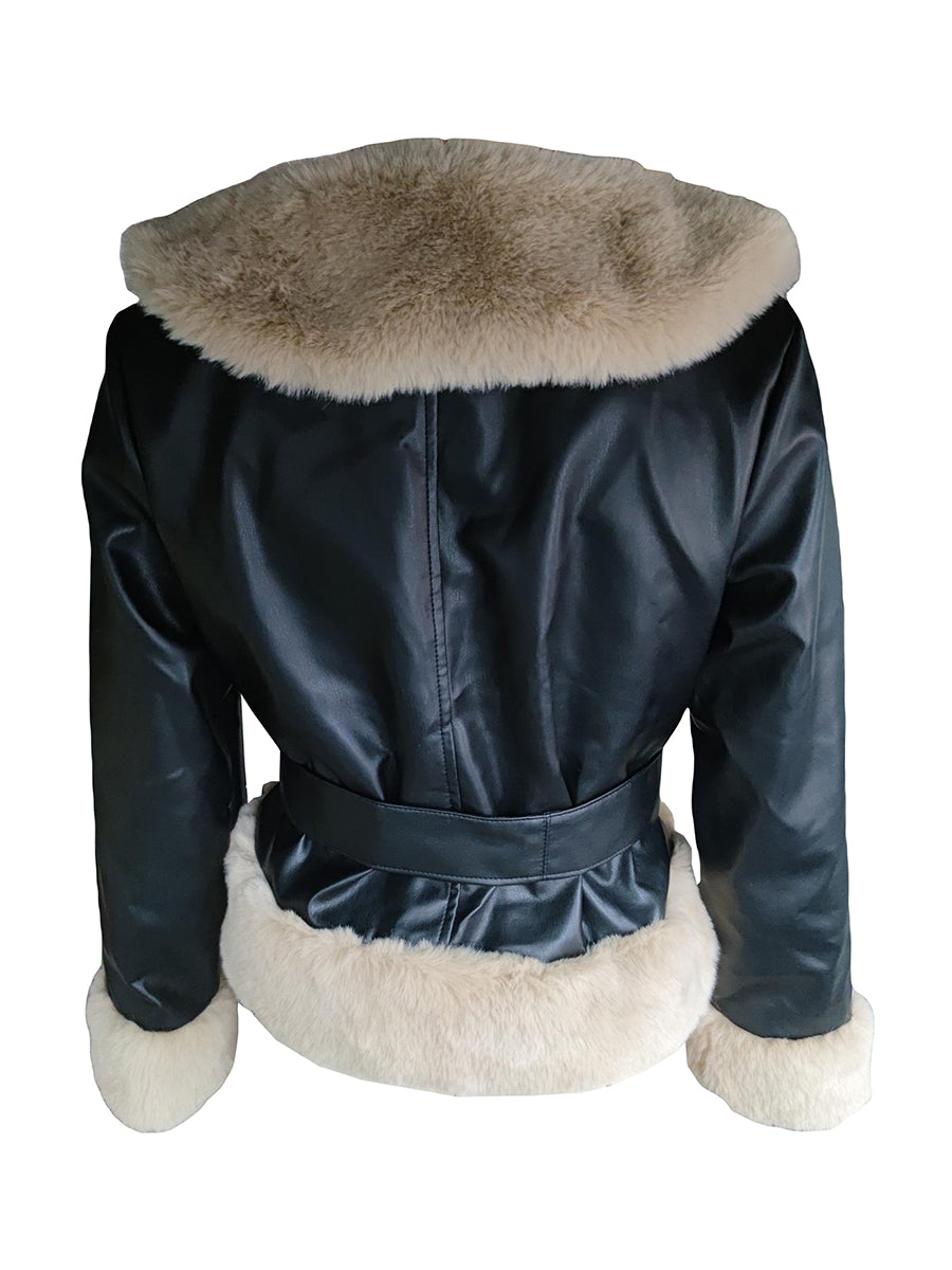 Women Leather Fur Jacket