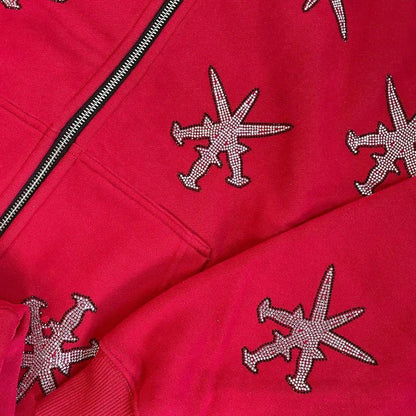 Rhinestone Zip Hoodie