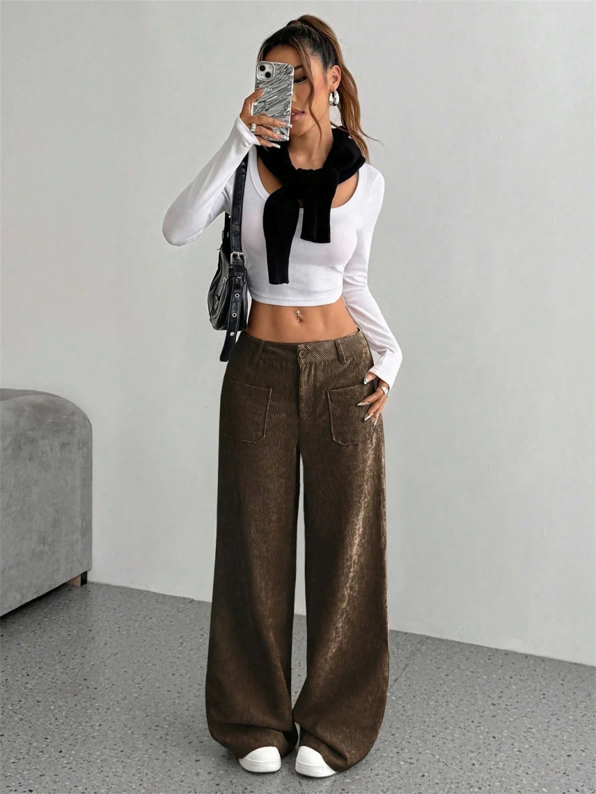 Retro Corduroy Wide-Leg Pants