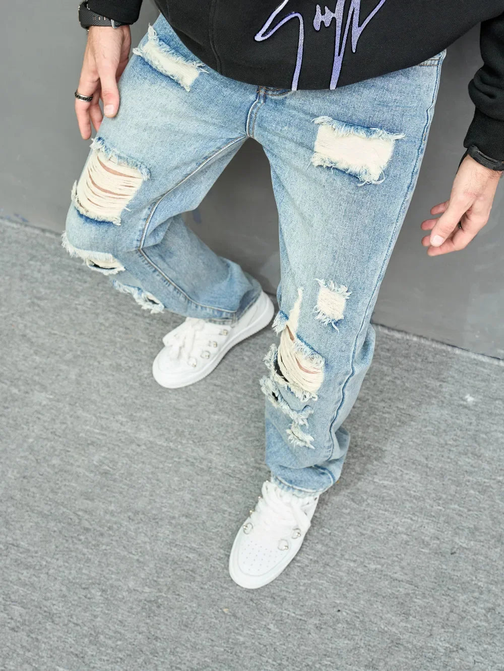 Men’s Ripped Straight Jeans