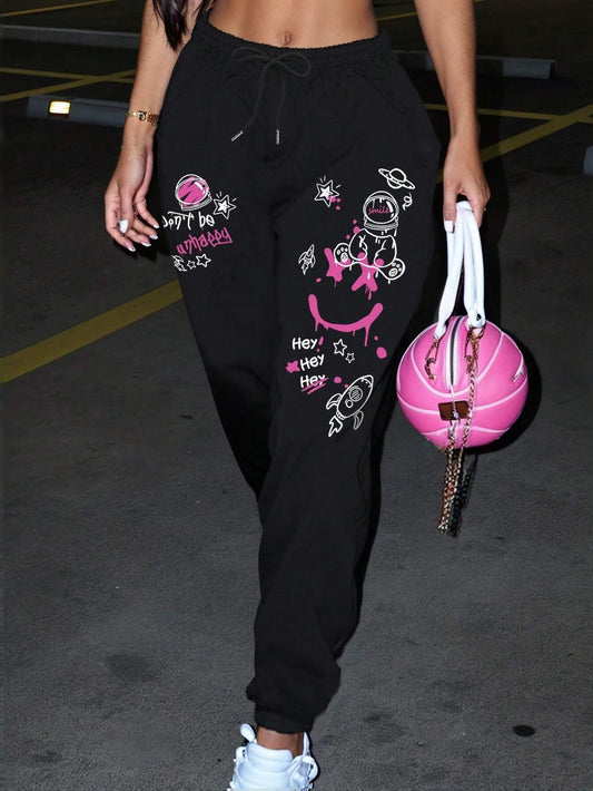 Women’s Graffiti Print Streetwear Pants