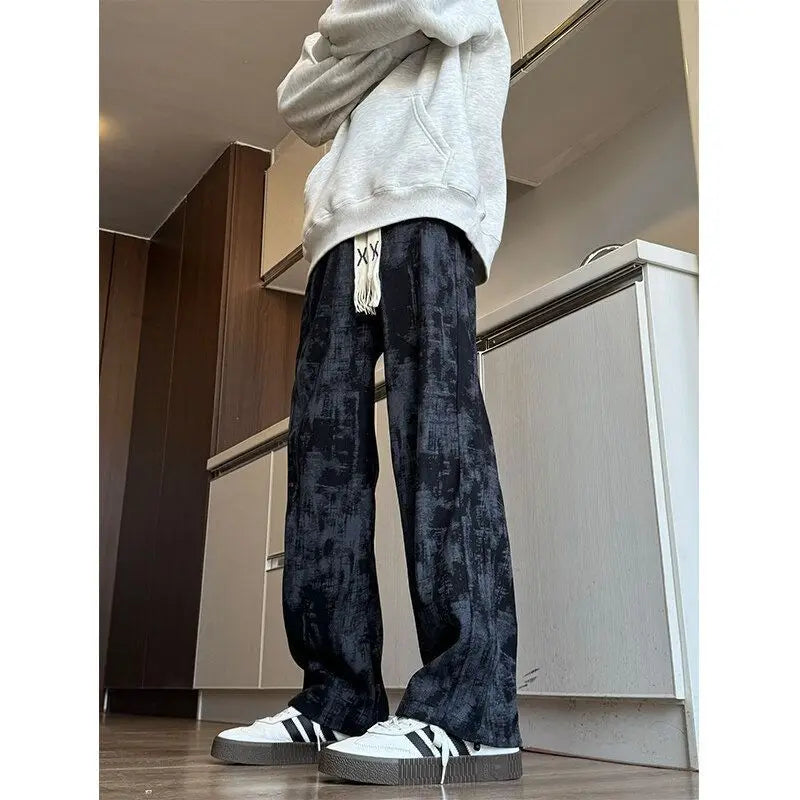 Retro Tie-Dye Straight-Leg Pants