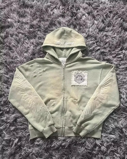 Embroidery Patch Sweater Hoodie