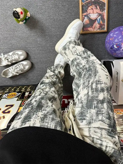 Retro Tie-Dye Straight-Leg Pants