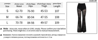 Y2K Gothic Lace Flare Mesh Pants