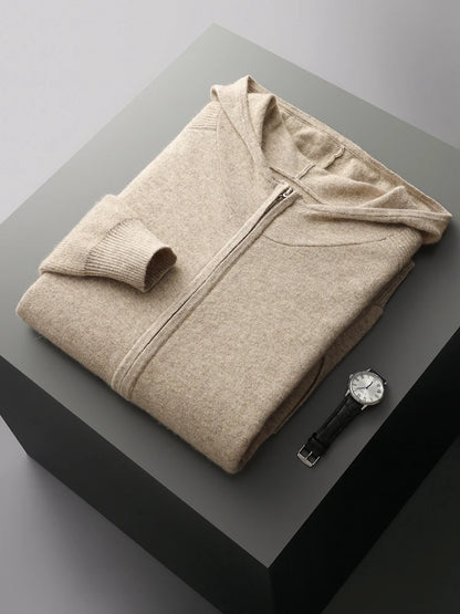 Cashmere Men Hooded Cardigan Set