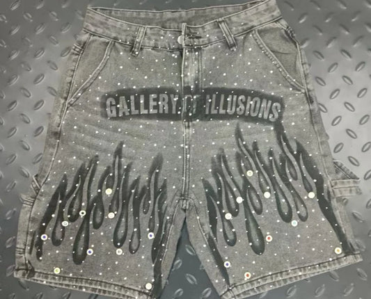Rhinestone Flame Shorts