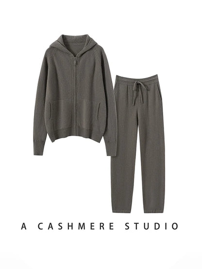 Cashmere Hooded Cardigan Set