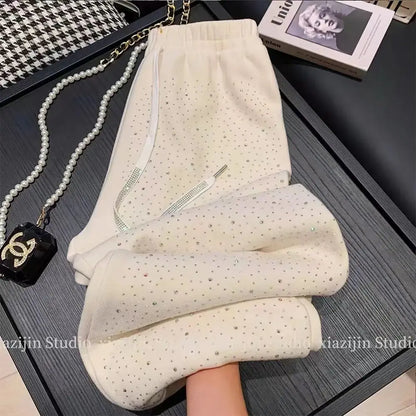 Velvet Rhinestone Wide Leg Pants