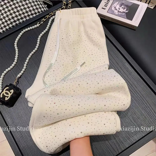 Velvet Rhinestone Wide Leg Pants