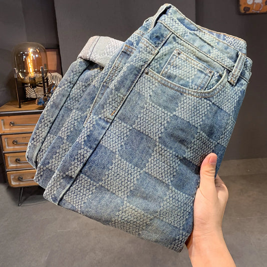 Men’s Plaid Denim Pants