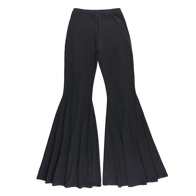 Black Punk Lace Up Flared Pants