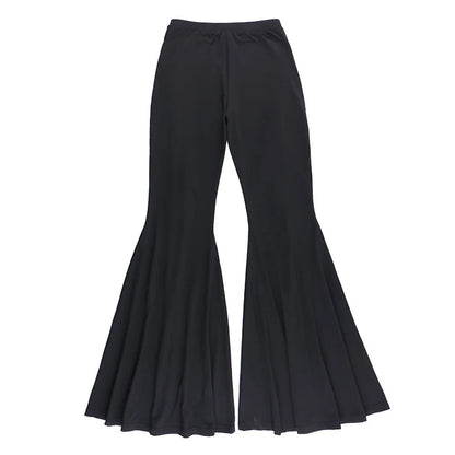 Black Punk Lace Up Flared Pants