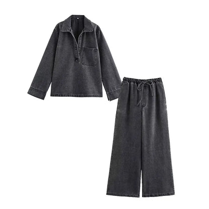 Two-Piece Denim Streetwear Outfit