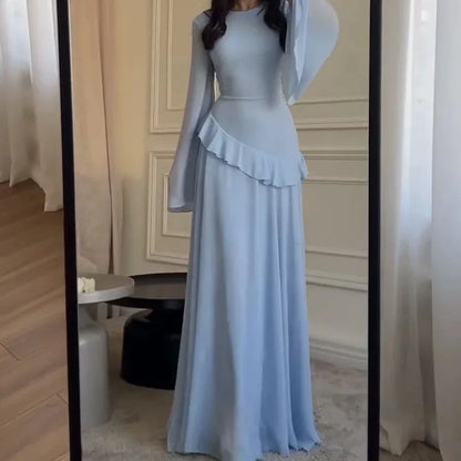 Women Flare Sleeve Ruffles Dress