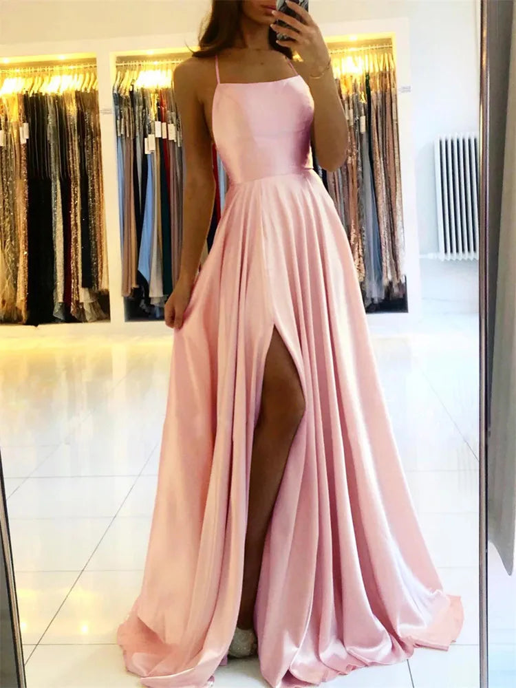 Satin Side Slit Dress