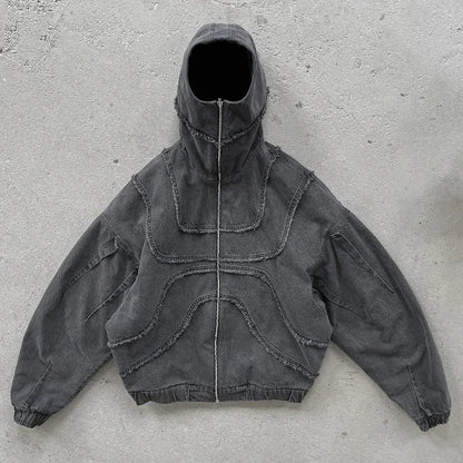 Y2K Denim Zip-Up Hoodie