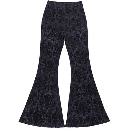 Y2K Gothic Lace Flare Mesh Pants