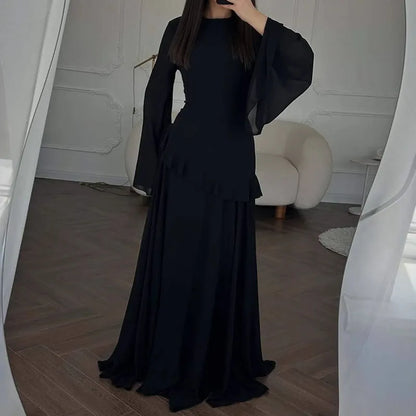 Women Flare Sleeve Ruffles Dress