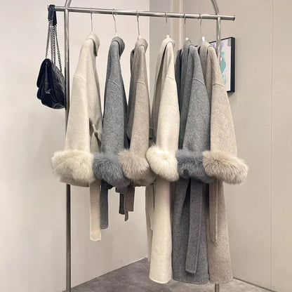 Women Wool Fur Coat
