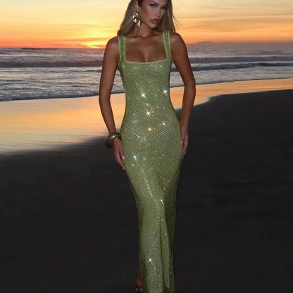 Sexy Backless Sequined Maxi Dress